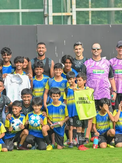 A memorable group photo of our young players with the entire NorthEast United FC squad and coaching staff. This is one of the unique experiences that our partnership offers, inspiring the next generation of footballers.