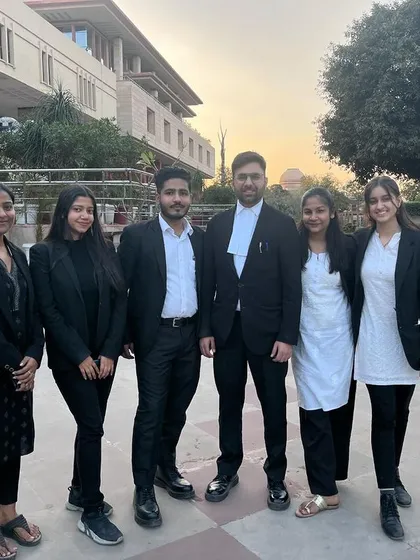 A moment with my team of junior advocates and interns outside the Delhi High Court. It's crucial to have a strong, coordinated team ready for litigation.