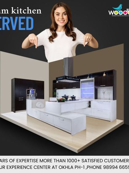 Your dream kitchen, served. This concept shows a modern black and white kitchen with an island, demonstrating a clean and highly functional layout.