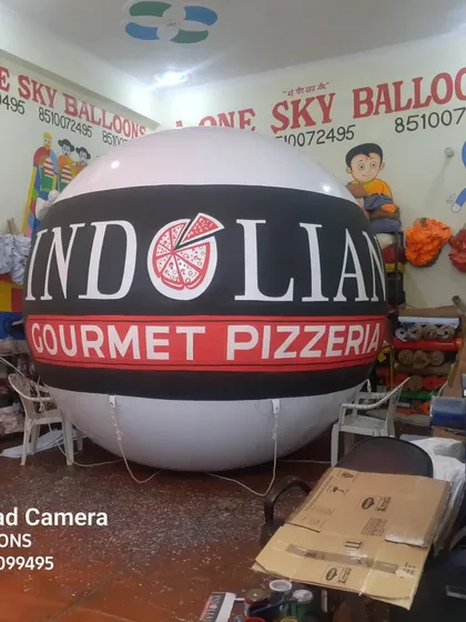 For restaurants and food businesses, a branded sky balloon is a great landmark. I made this one for 'Indolian Gourmet Pizzeria' to help customers find their location easily.