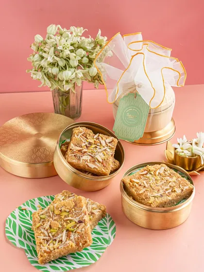 Wheat. Ghee. Jaggery. That’s it. My Gol Papdi is made with just three simple ingredients, slow-cooked to perfection. It's soft, rich, and full of old-school goodness.