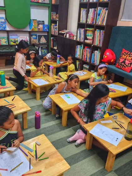 Look at that focus! A quiet moment of creativity during our 'Doodle Summer Fun' workshop. I provide the space, the tools, and a little guidance, and the children bring their incredible imaginations to create their own masterpieces.