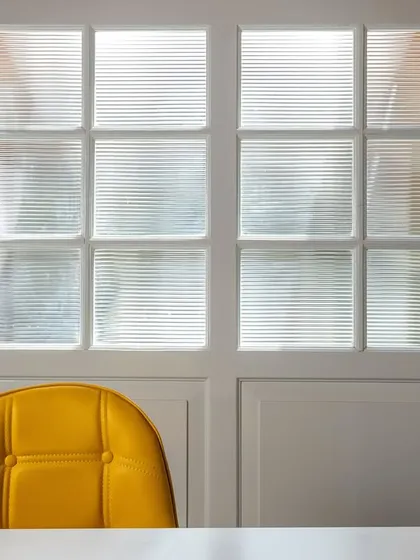 Detail is everything. This close-up from a transformed learning space at Woodstock shows the clean lines and textures we use to create a modern feel.