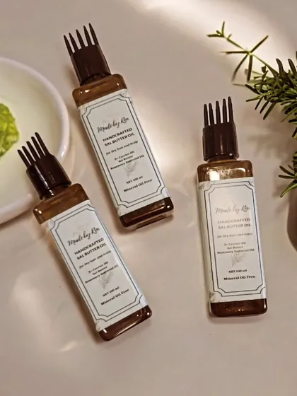 My Handcrafted Sal Butter Oil is a true winter hero for your hair. Formulated to combat dryness and soothe a flaky scalp, this oil is enriched with rosemary to promote growth and leave your hair feeling nourished and healthy.