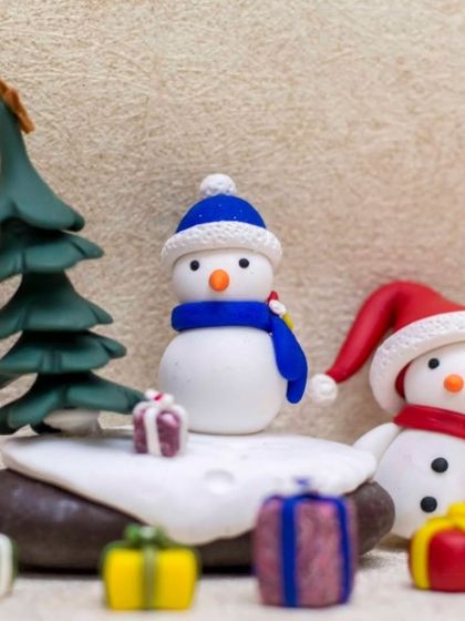 A collection of my Christmas snowmen, some with red hats and some with blue. Perfect for creating a winter wonderland scene.