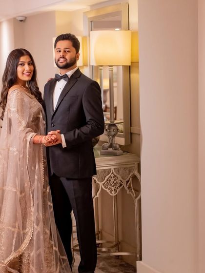 My bride Moonmoon's reception photos. A classic, elegant look with a bold lip and soft waves.