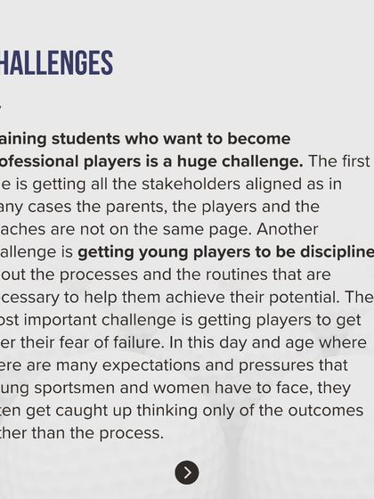 Training professional players is a challenge. A key part is getting them to overcome the fear of failure and focus on the process, which is where objective data becomes an invaluable tool for building trust and discipline.