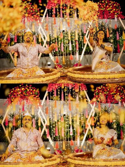 Joyful moments from Haldi ceremonies hosted at my venues. Whether in the grand lawn of The Farmhouse Collective or the cozy setting of The Backyard, there's plenty of space for this fun-filled tradition.