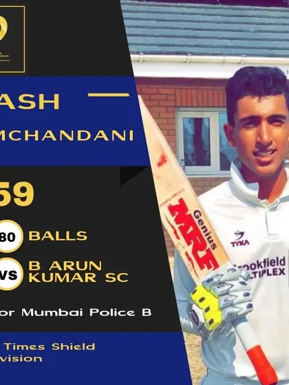 Yash Ramchandani playing the anchor role with a solid 59 in the Times Shield C Division.