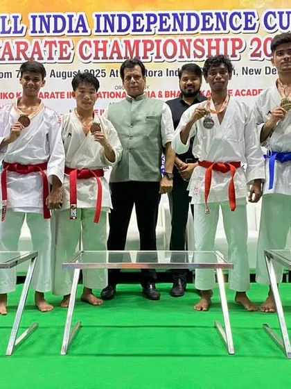 The men's Kata medalists at the 19th All India Independence Cup. The competition is fierce, bringing out the best from players across India.