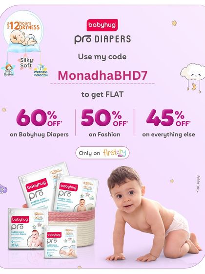 Another promotional graphic for Babyhug Pro diapers. These collaborations allow me to bring great offers to my community on products I genuinely use and trust.