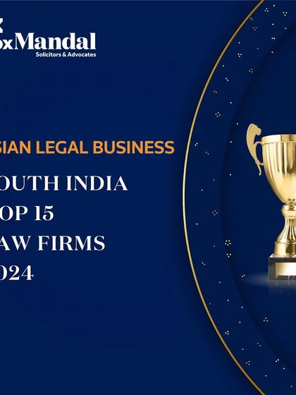 We are thrilled to be named one of South India's Top 15 Law Firms for 2024 by Asian Legal Business. This acknowledges our strong presence and service delivery in Bengaluru, Hyderabad, and Chennai.