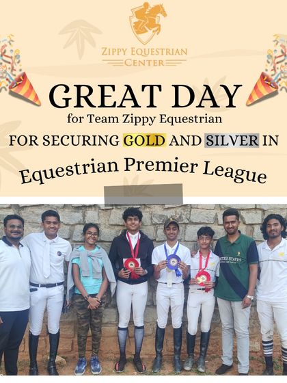Team Zippy celebrating gold and silver wins at the Equestrian Premier League. A proud moment for our riders and coaches.