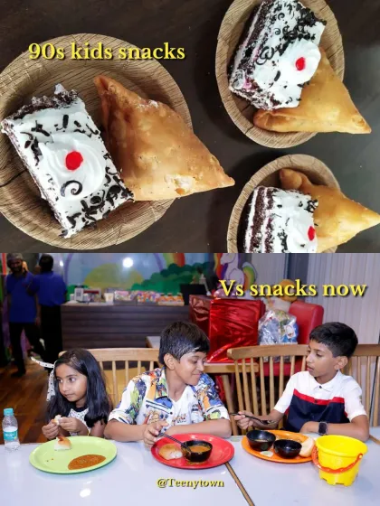 Remember 90s party snacks? Samosa and black forest pastry was the ultimate combo. Here's a fun comparison to the food we serve now.