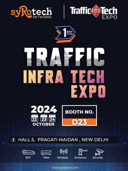 The one-day countdown poster for the Traffic Infratech Expo 2024, building excitement for our showcase of cutting-edge traffic solutions.