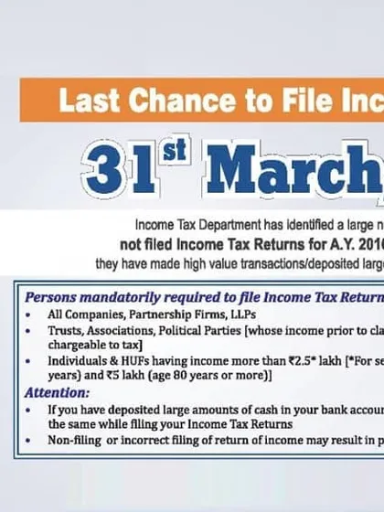 This is a final reminder for taxpayers who have not yet filed their returns for previous assessment years. We ensure you meet the absolute deadline of March 31st to avoid being flagged for non-compliance.