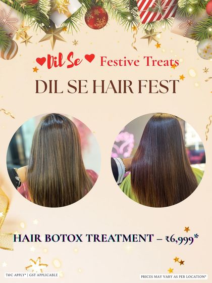 Our festive offer on the Hair Botox Treatment. This service provides intense repair and smoothing, perfect for getting your hair ready for any special occasion.