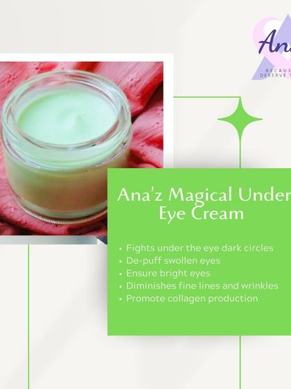 My Magical Under Eye Cream is formulated to fight dark circles, de-puff swollen eyes, and diminish fine lines by promoting collagen production.
