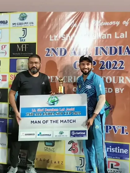 One of our players receiving the Man of the Match award at the 2nd All India SPJ Cup. Individual awards like these highlight the match-winning talent we develop.