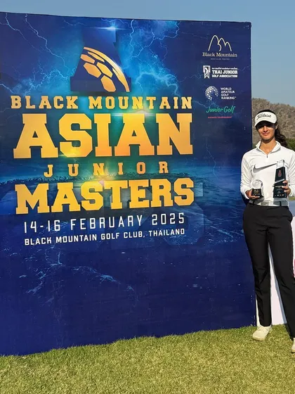 Lavanya Gupta with her trophies after securing the 2nd Runner-up position at the Asian Junior Masters at Black Mountain, Thailand.