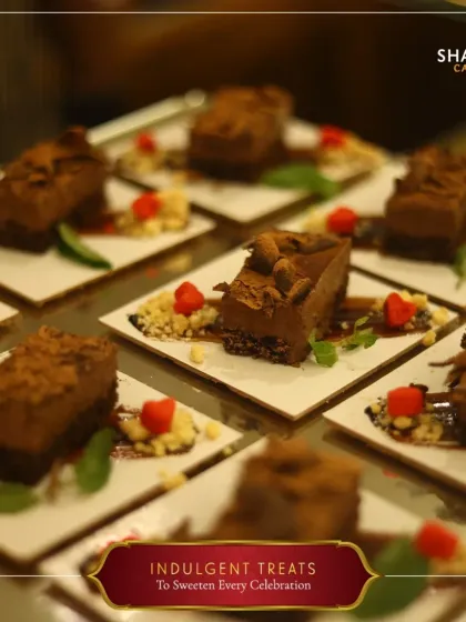 Indulgent treats to sweeten every celebration. These rich chocolate mousse cakes are plated with care and ready to be enjoyed.