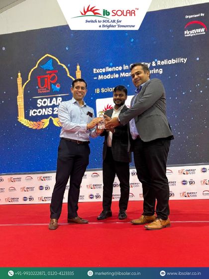 Our Director, Mr. Abhinav Mahajan, proudly accepts the "Excellence in Quality & Reliability – Module Manufacturing" award at UP Solar Icons 2025. This recognition from our industry peers reinforces our commitment to delivering best-in-class solar products.
