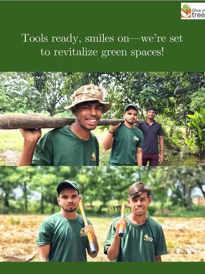 Tools ready, smiles on! Our team is always prepared and enthusiastic about revitalizing green spaces. Their positive energy is contagious and makes every plantation drive a success.