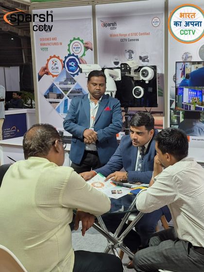 Our team discussing customized security solutions with visitors at the Inter Passenger Terminal Show 2025. We specialize in securing India's critical infrastructure, from borders to terminals.