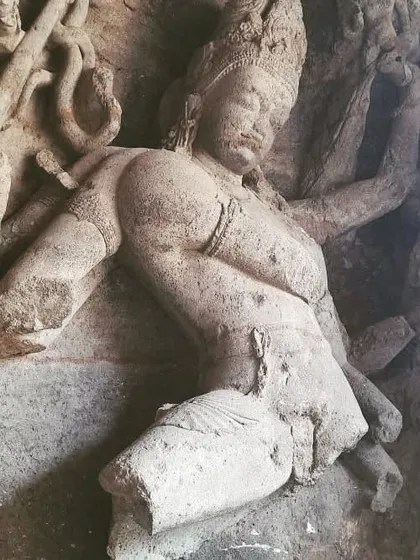 A sculpture of Shiva at Elephanta. The powerful forms and postures carved in stone are a direct inspiration for my dance, connecting me to a lineage of artists from centuries ago.