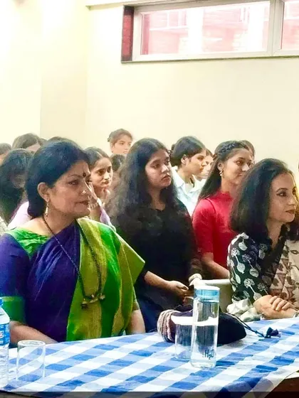 Listening to the presentations at the Gargi College dance workshop. It is vital to create spaces where students, teachers, and staff can all be familiarised with art.