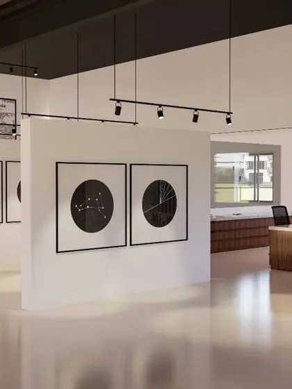 These additional renders explore different angles of the marketing office concept. They highlight the open, gallery-like feel, the dramatic lighting, and the clean, modern aesthetic I envisioned for a space that is designed to sell a vision.