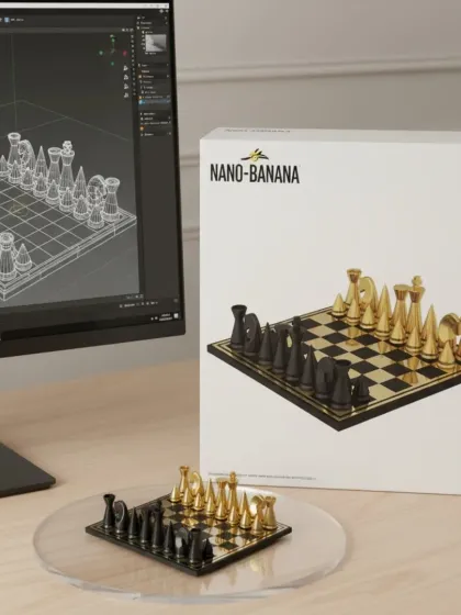 A creative look at my statement chessboard, showing the 3D design process alongside the final, beautifully crafted product. A perfect centerpiece.