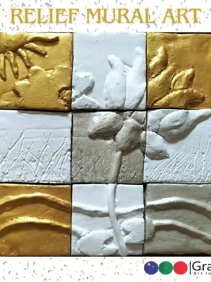 Another stunning example of relief mural art from our students. This piece explores different textures and compositions, showcasing the skills learned in our class.