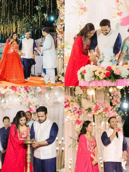 A collage of beautiful traditions at Melvin and Marilyn's reception. From their grand entrance and the ceremonial lighting of the lamp to the cake cutting, every ritual was seamlessly woven into the night's celebration.