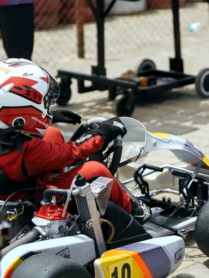 Our Micro driver getting ready in the pit lane.