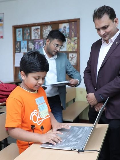 A student proudly demonstrates his coding project to judges at the RW2024 event. We focus on turning theoretical knowledge into practical, demonstrable skills that prepare kids for the future.