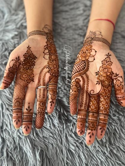 The front view of the minimalist design, with delicate patterns on the palm that complement the design on the back.