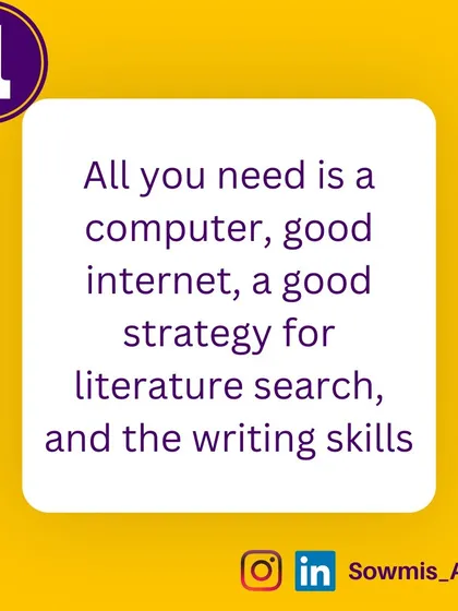 Why should you write a review article? All you need is a computer, good internet, a solid literature search strategy, and writing skills. It's a publication that doesn't require new lab work or data generation.