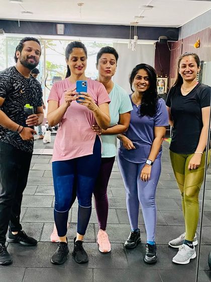 A post-workout picture with actor Karthik Varnekar and our members. It's always fun to have guests join our session.