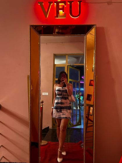 A mirror selfie at Veu by Duty Free. This is a fun, casual way to show off the interior of a club or bar.