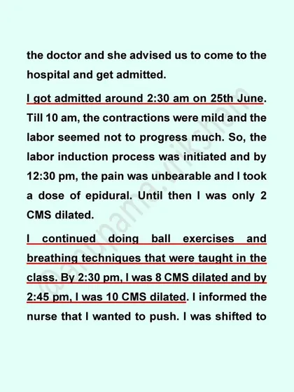 Even with an epidural, this mother continued doing ball exercises and breathing techniques to help her labor progress from 2cm to 10cm dilated.