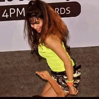 A candid shot from the stage during a performance. Even when I'm leading, I'm always having fun.