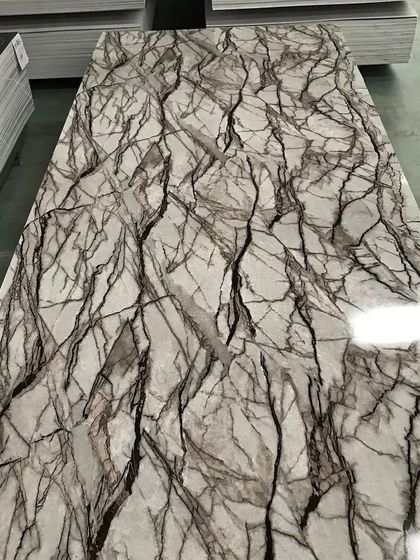 A PVC marble sheet with a dramatic, dark-veined pattern. This design is perfect for creating a bold and sophisticated statement.