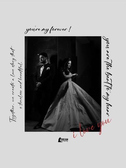 A creative black and white portrait from a Sagan ceremony, framed with romantic text, turning a photo into a piece of art.