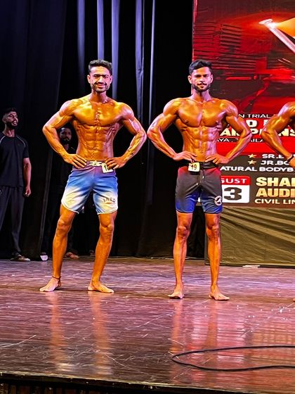 Two of my champions on the Mr. India stage. Kumar Kapil and Ankit Rajput both brought their best conditioning for the men's physique category.