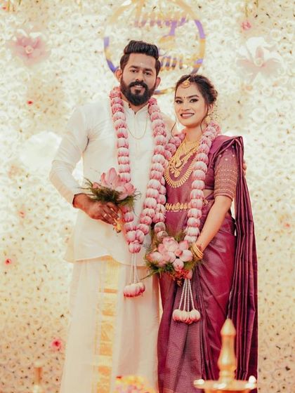 The perfect example of "no-makeup" makeup for this lovely South Indian couple. We focused on creating a look that was incredibly natural, enhancing her features subtly.