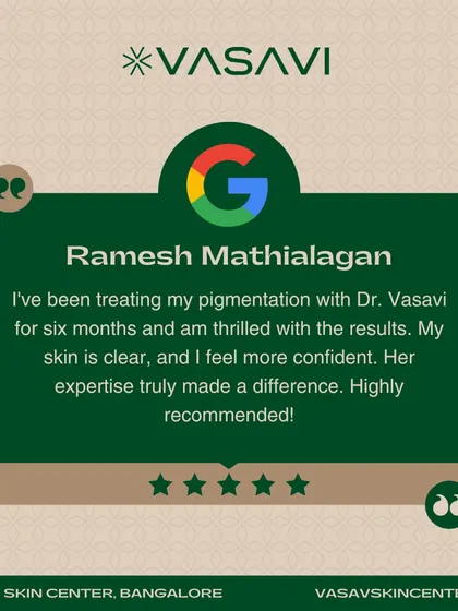 This is a review from my patient, Ramesh, who I treated for pigmentation over six months. His experience highlights my commitment to achieving clear skin and the positive impact it has on a person's confidence.