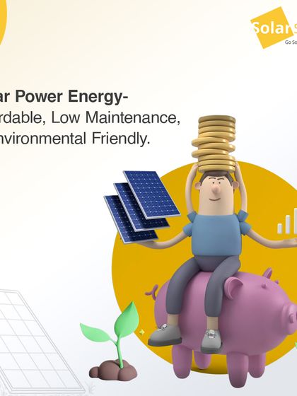 My solar power solutions are affordable, low maintenance, and environmental friendly. This illustration shows the joy of saving money with solar.