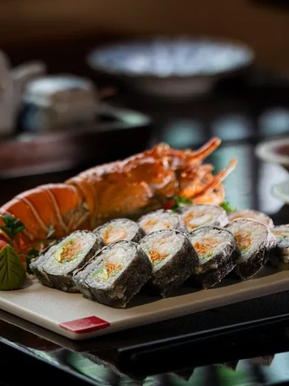 Flavor and finesse at Ebisu. This stunning lobster sushi roll is a masterpiece of culinary art, showcasing the creativity and skill of our chefs. It is an extraordinary dish for an extraordinary experience.