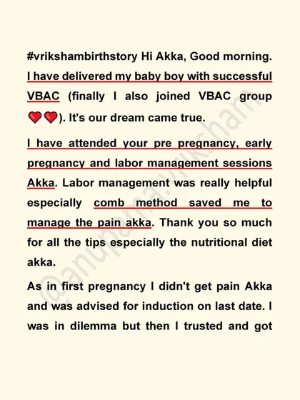 This mother's testimonial highlights how our classes helped her stay confident for her VBAC. The comb method for pain management was her savior during labor.